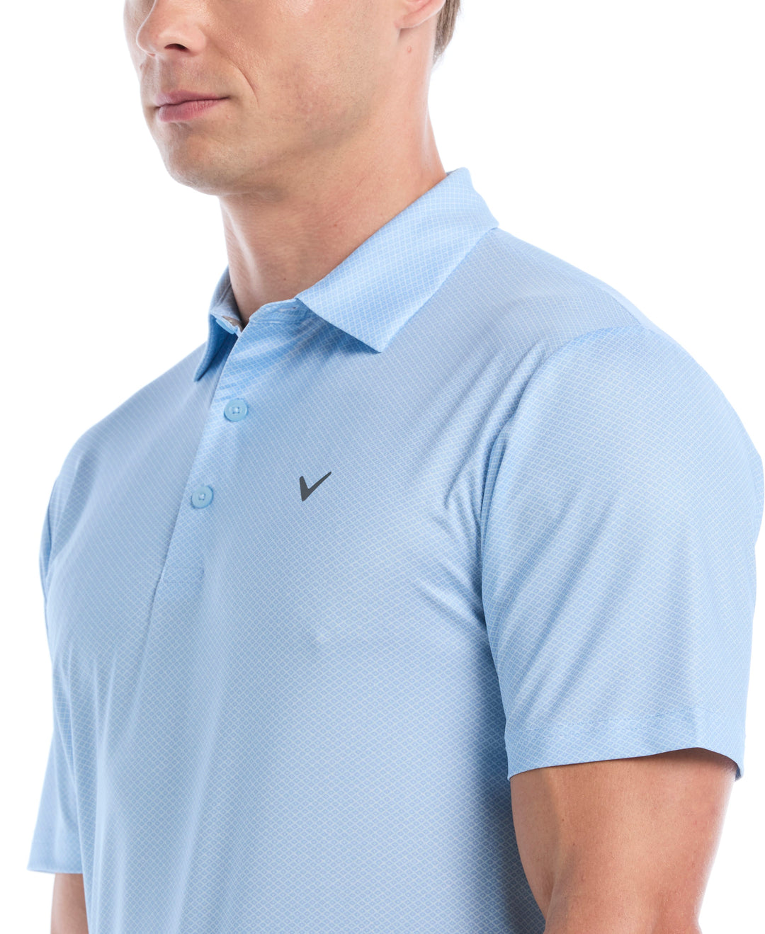 Heather Geo Print Golf Polo (Cerulean) 