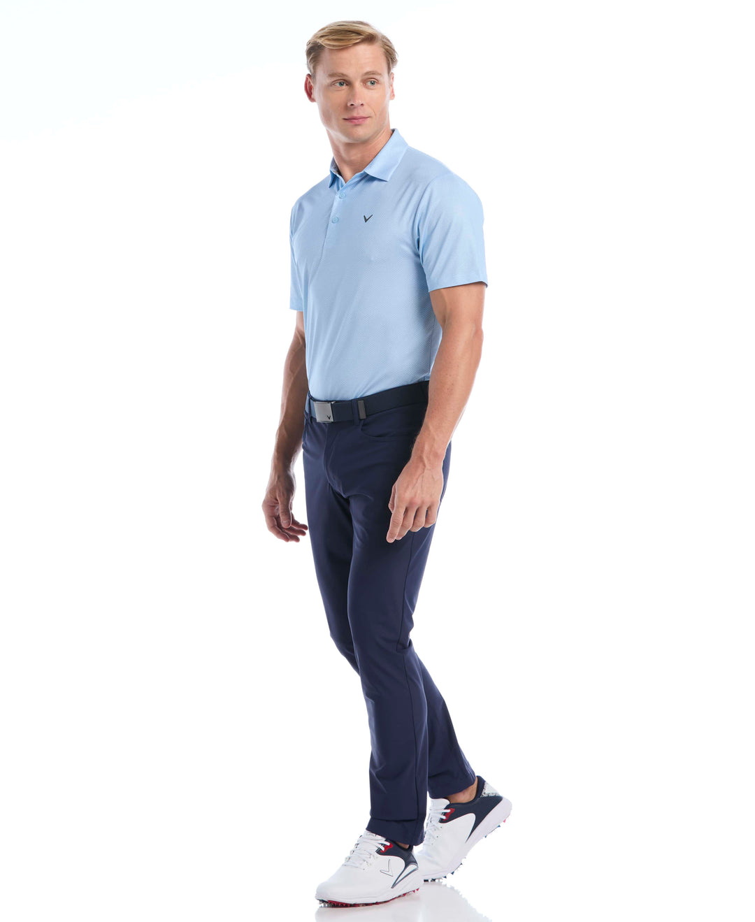 Heather Geo Print Golf Polo (Cerulean) 