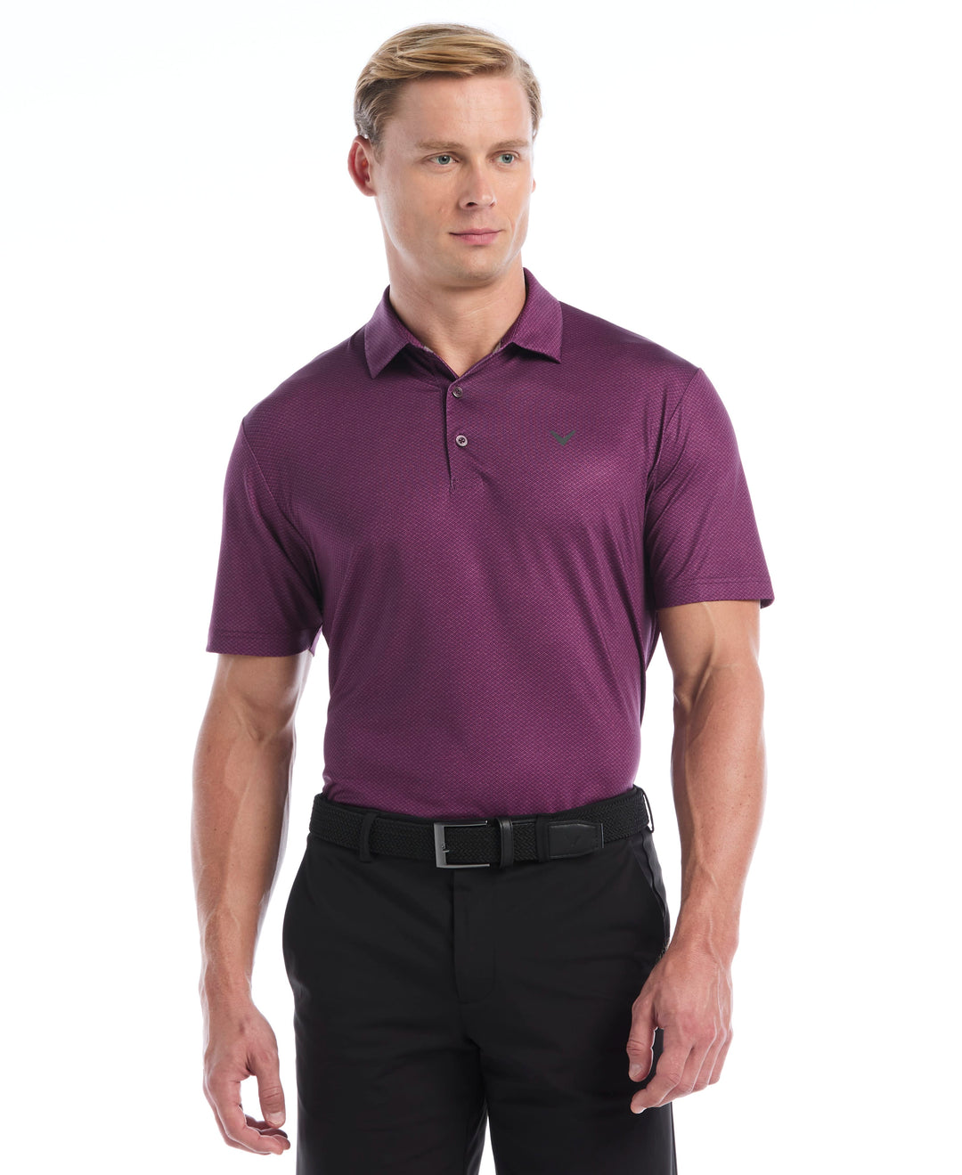 Heather Geo Print Golf Polo (Italian Plum) 