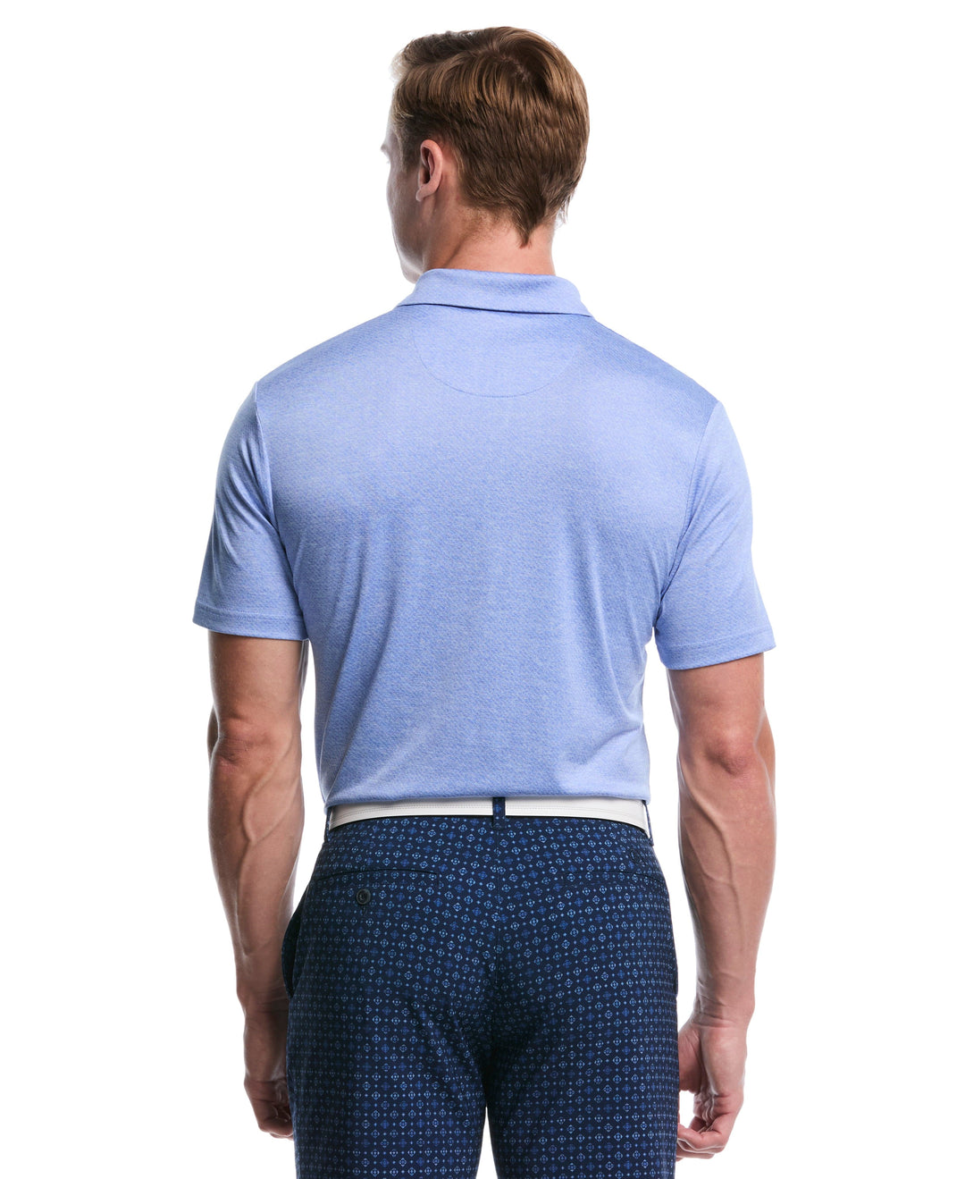 Heather Jacquard Golf Polo (Cornflower Wind Htr) 