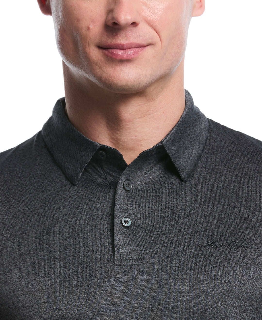 Heather Jacquard Golf Polo (Caviar Htr) 