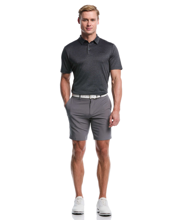 Heather Jacquard Golf Polo (Caviar Htr) 