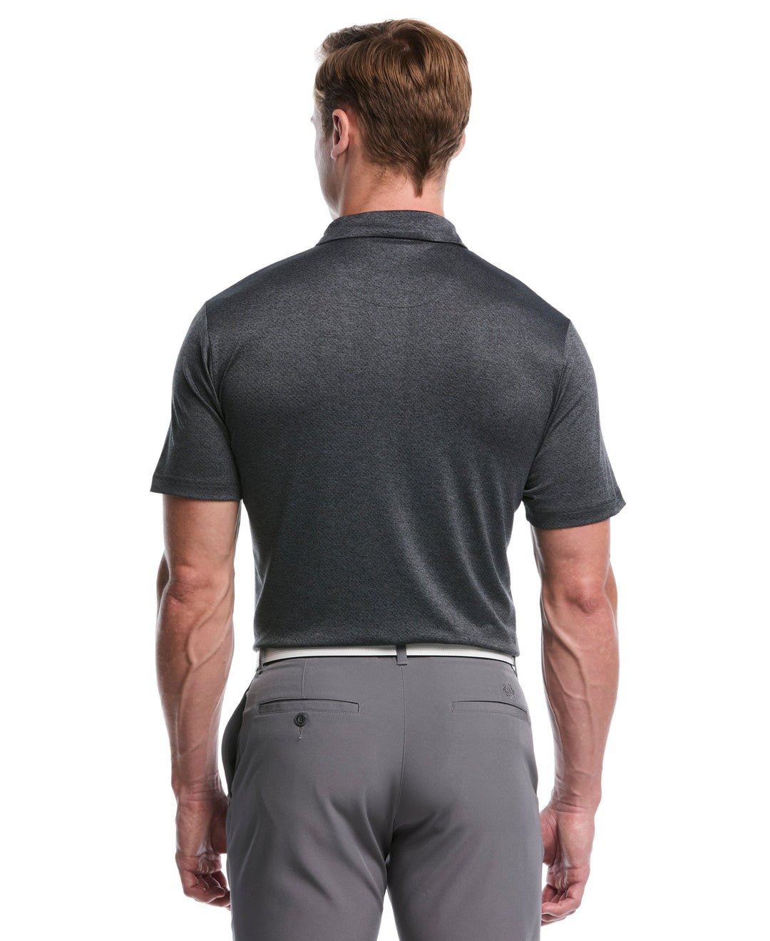Heather Jacquard Golf Polo (Caviar Htr) 