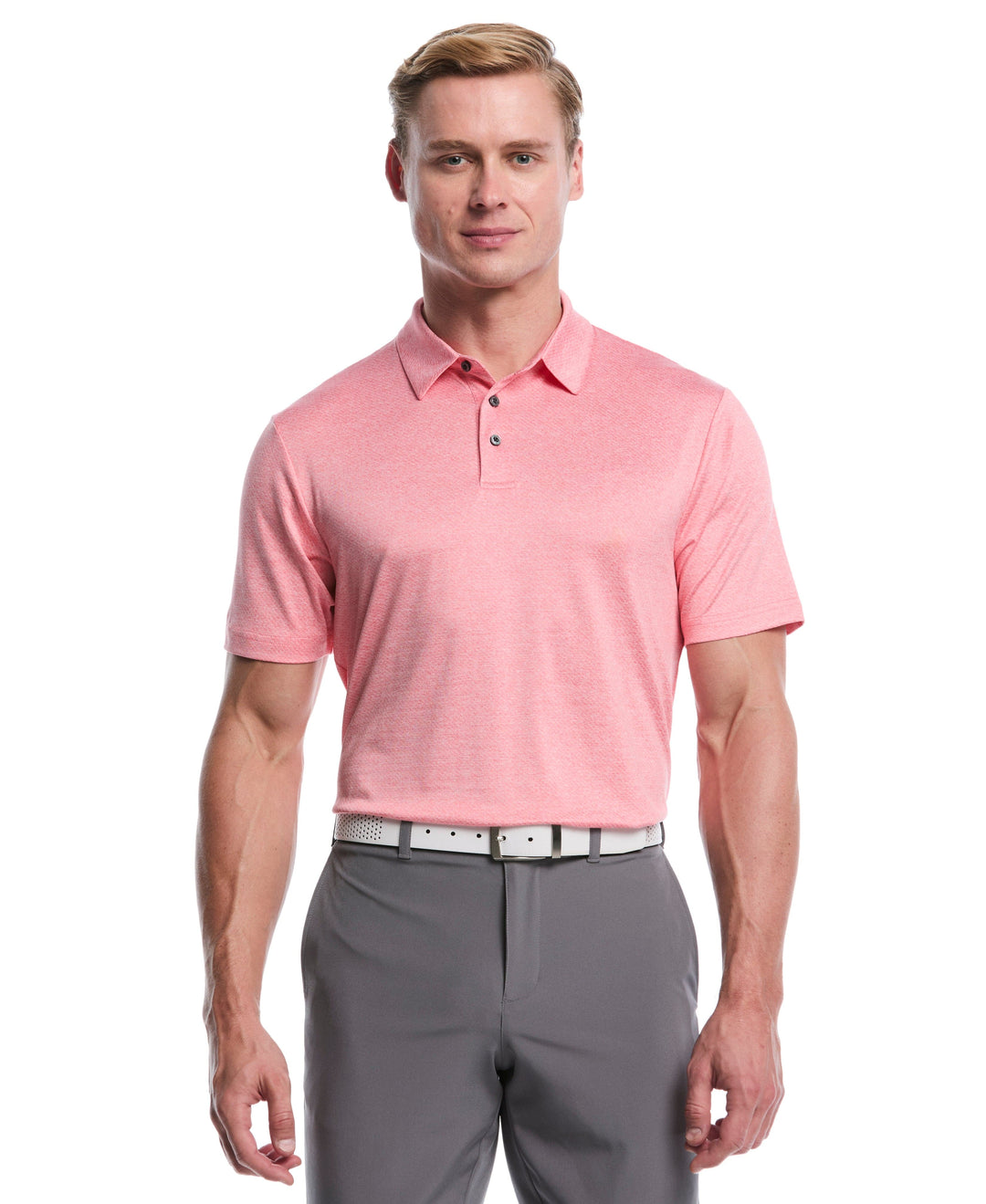 Heather Jacquard Golf Polo (Strawberry Pnk Htr) 