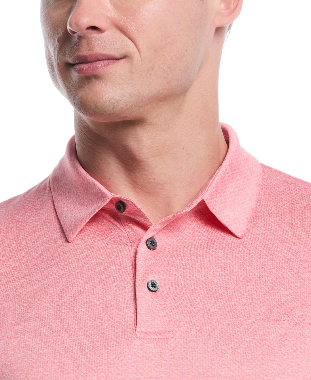 Heather Jacquard Golf Polo (Strawberry Pnk Htr) 