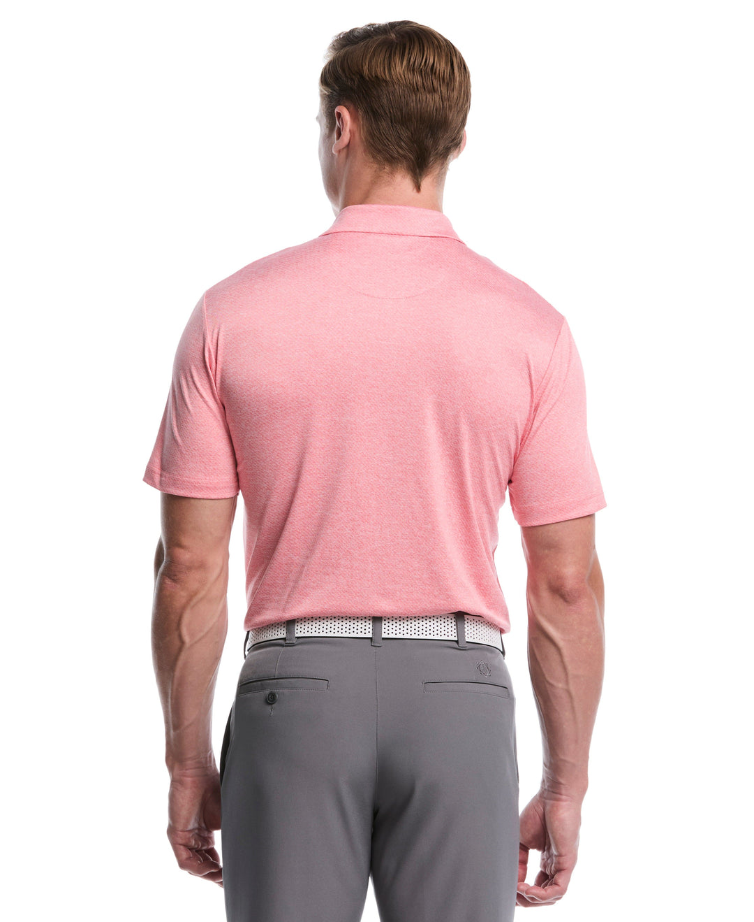 Heather Jacquard Golf Polo (Strawberry Pnk Htr) 