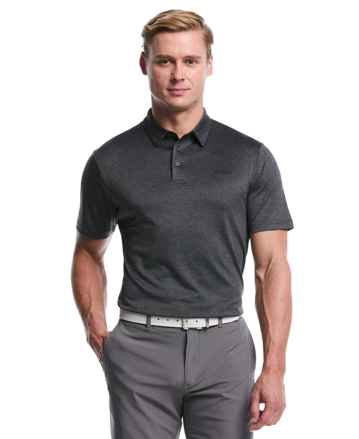 Heather Jacquard Golf Polo (Caviar Htr) 
