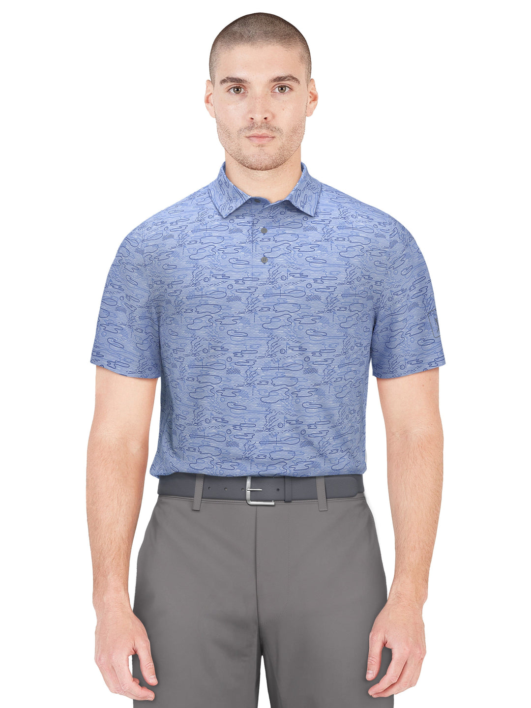 Heather Linear Print Golf Polo (Della Robbia Bl) 