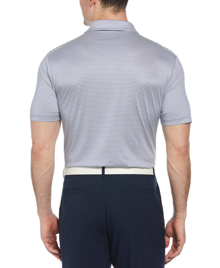 Short Sleeve Two Color Stripe Polo (Bijou Blue) 