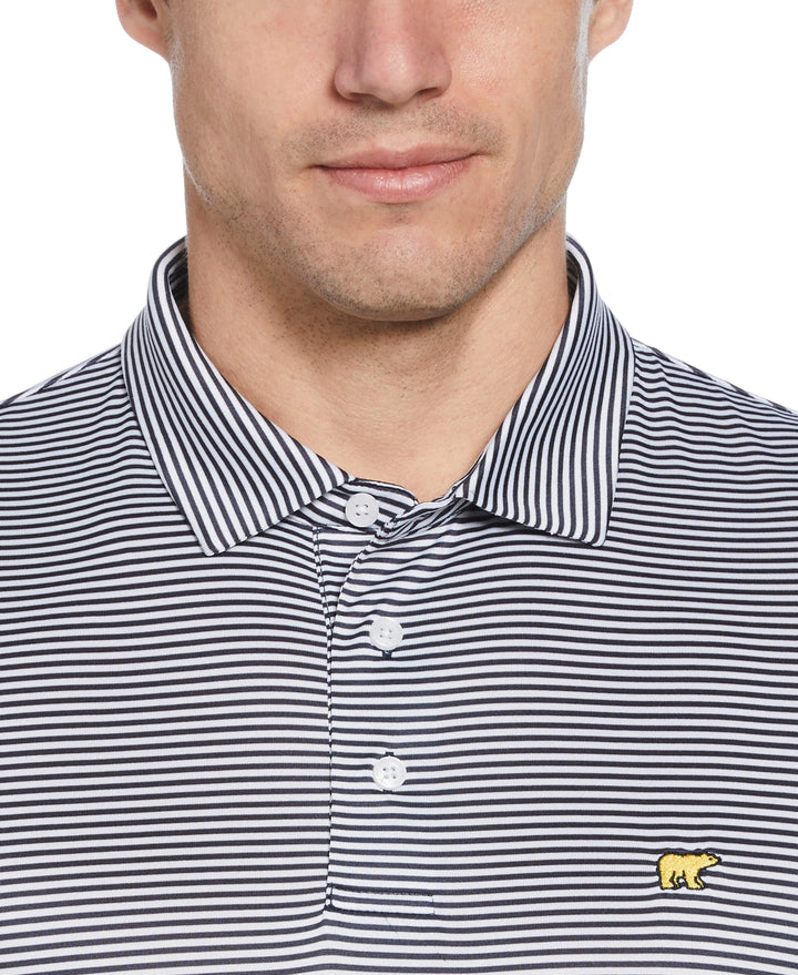 Short Sleeve Two Color Stripe Polo (Mood Indigo) 