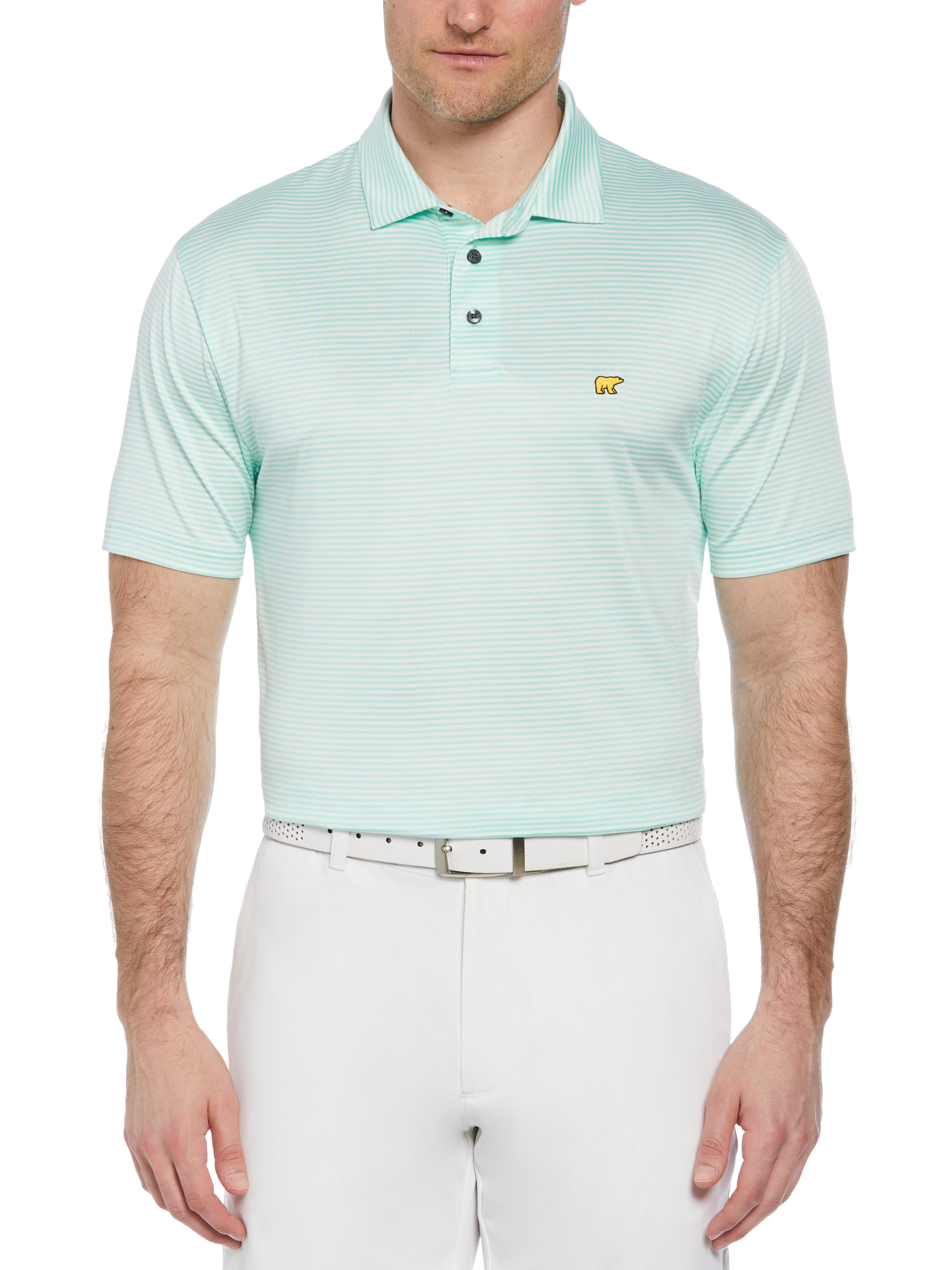 Men's Heathered Two Color Stripe Polo – Golf Apparel Shop