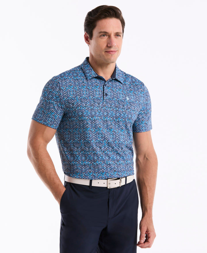 Framed Floral Golf Polo (Black Iris) 