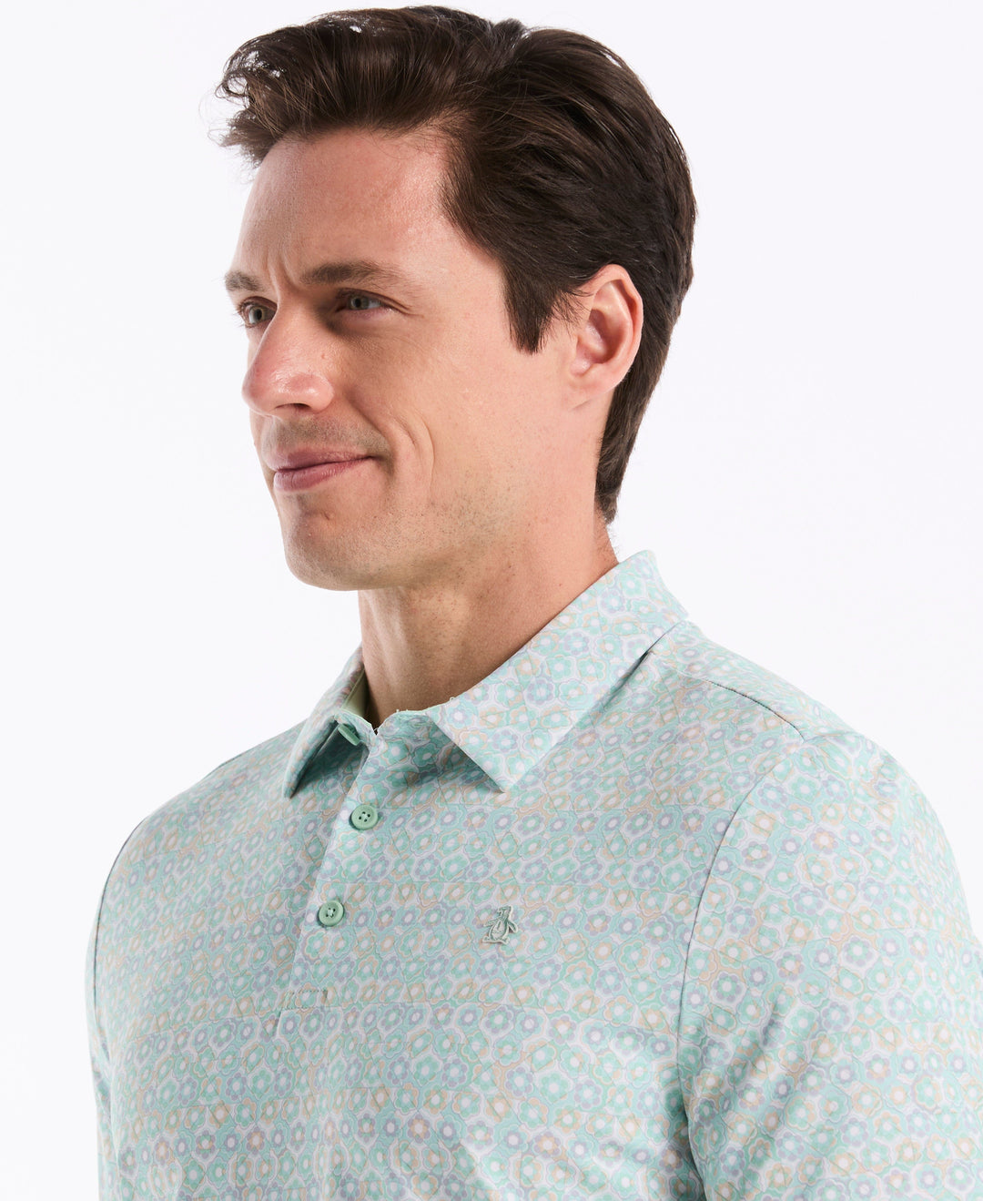 Framed Floral Golf Polo (Lichen) 
