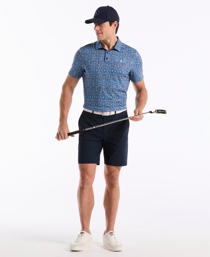 Framed Floral Golf Polo (Black Iris) 