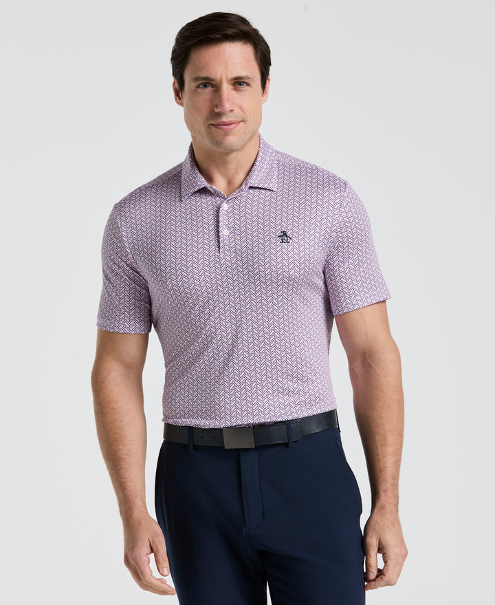 Heritage Herringbone Print Golf Polo (Lilac Sachet) 