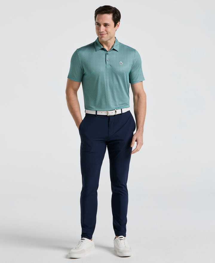Heritage Herringbone Print Golf Polo (Galapagos Green) 