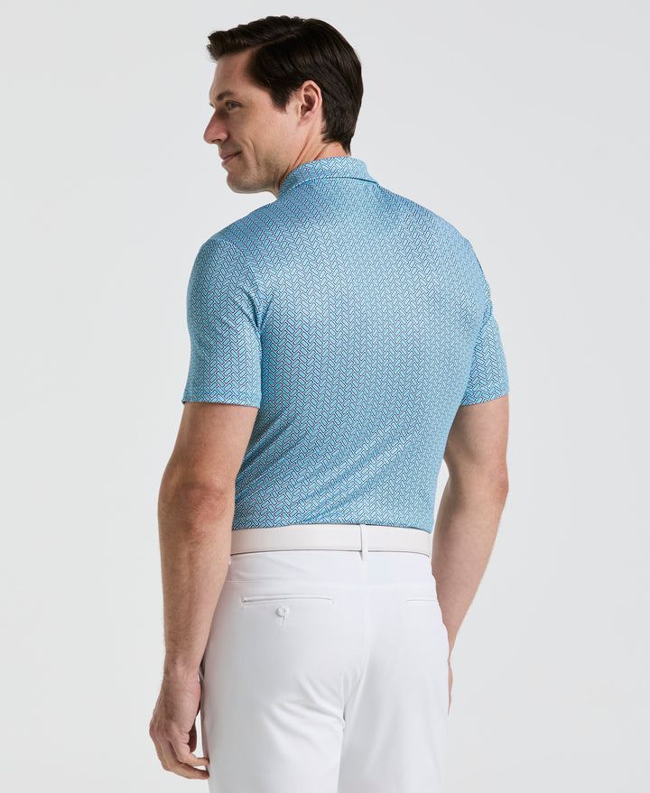 Heritage Herringbone Print Golf Polo (Aquarius) 