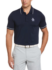 Oversized Pete Tipped Short Sleeve Golf Polo Shirt (Black Iris) 