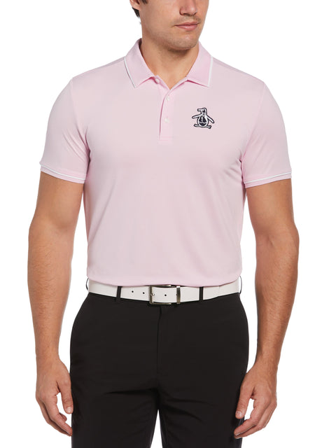 Oversized Pete Tipped Short Sleeve Golf Polo Shirt (Gelato Pink) 