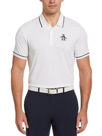 Oversized Pete Tipped Short Sleeve Golf Polo Shirt (Bright White) 