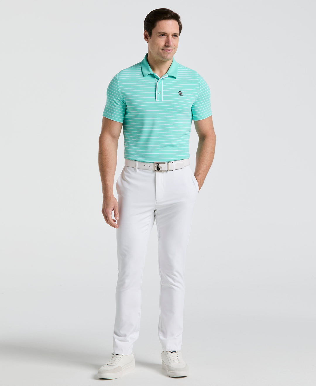 Heritage Stripe Golf Polo (Pool Blue) 