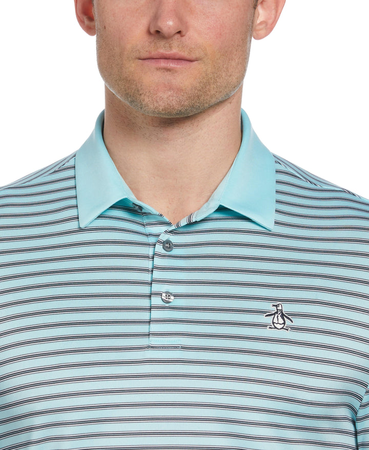 Heritage Stripe Solid Collar Short Sleeve Polo Shirt (Tan) 