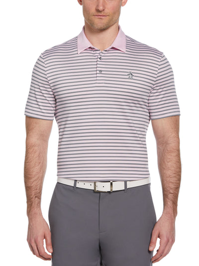 Heritage Stripe Solid Collar Short Sleeve Polo Shirt (Gelato Pink) 