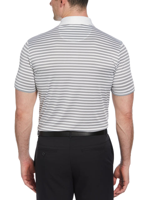 Heritage Stripe Solid Collar Short Sleeve Polo Shirt (Bright White) 