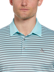 Heritage Stripe Solid Collar Short Sleeve Polo Shirt (Tanager Turquoise) 