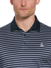 Heritage Stripe Solid Collar Short Sleeve Polo Shirt (Black Iris) 