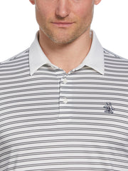 Heritage Stripe Solid Collar Short Sleeve Polo Shirt (Bright White) 