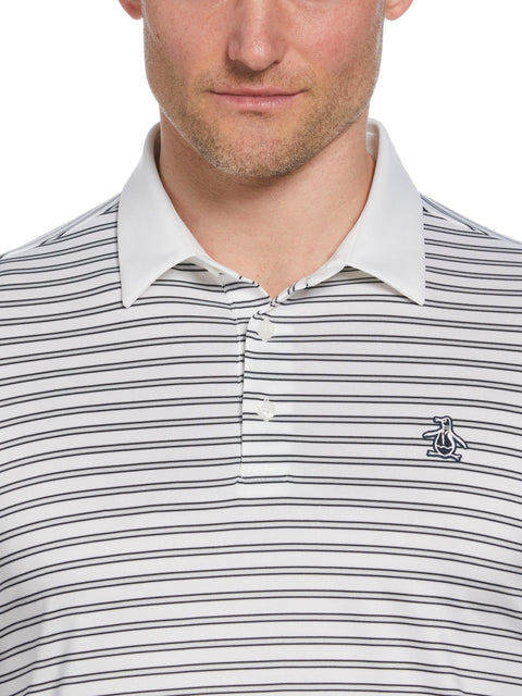 Heritage Stripe Solid Collar Short Sleeve Polo Shirt (Bright White) 