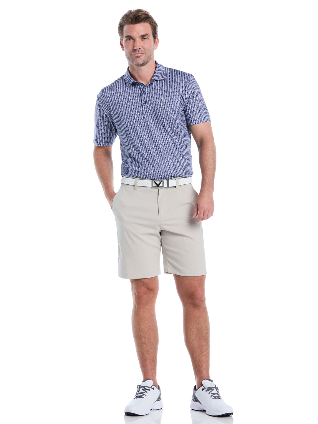 Men's Herringbone Print Golf Polo