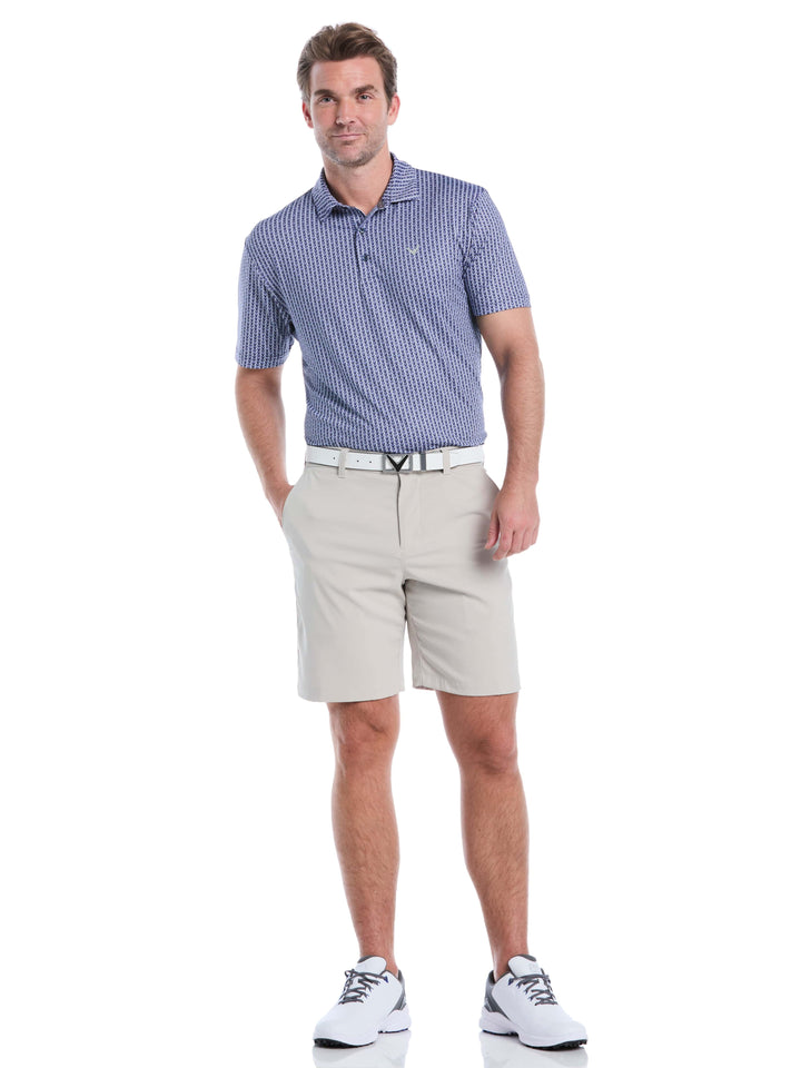 Men's Herringbone Print Golf Polo