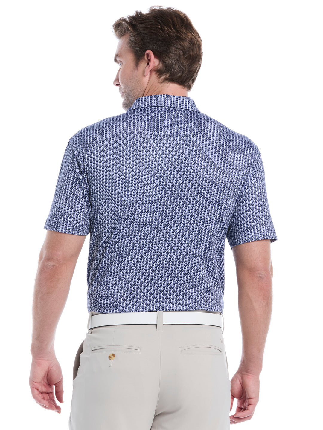 Men's Herringbone Print Golf Polo