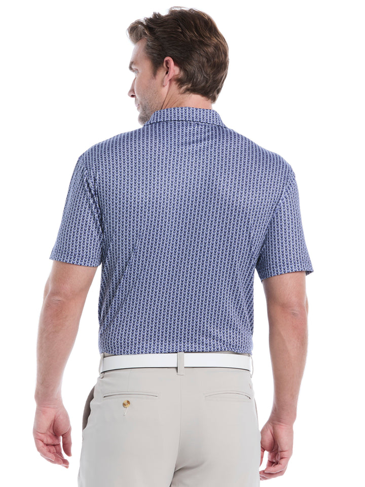 Men's Herringbone Print Golf Polo