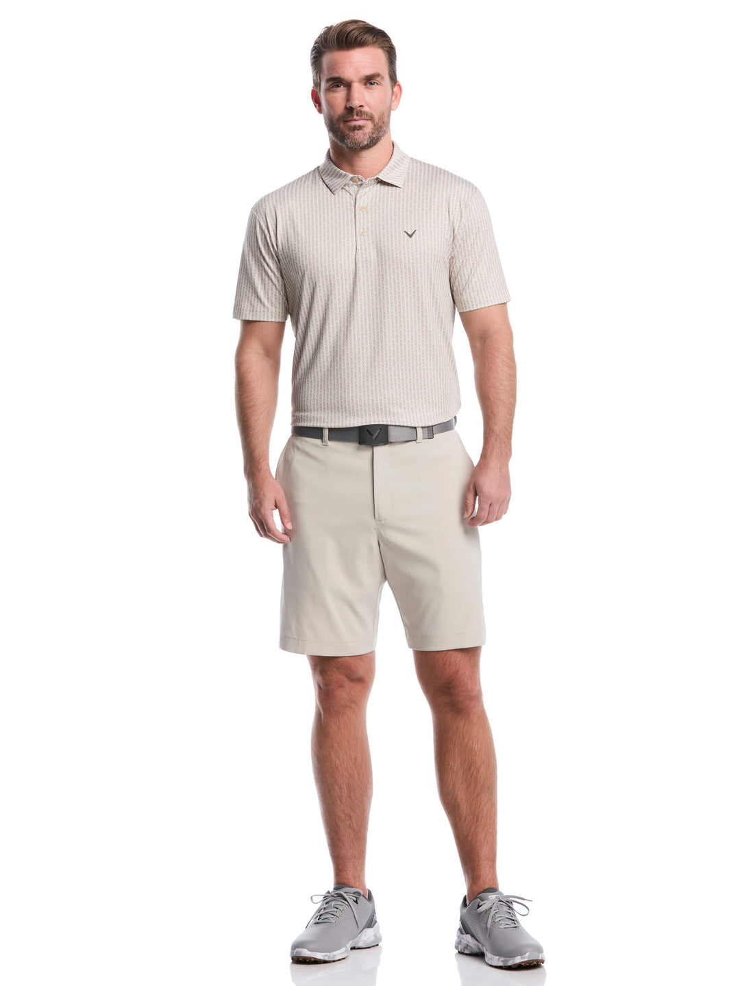 Men's Herringbone Print Golf Polo