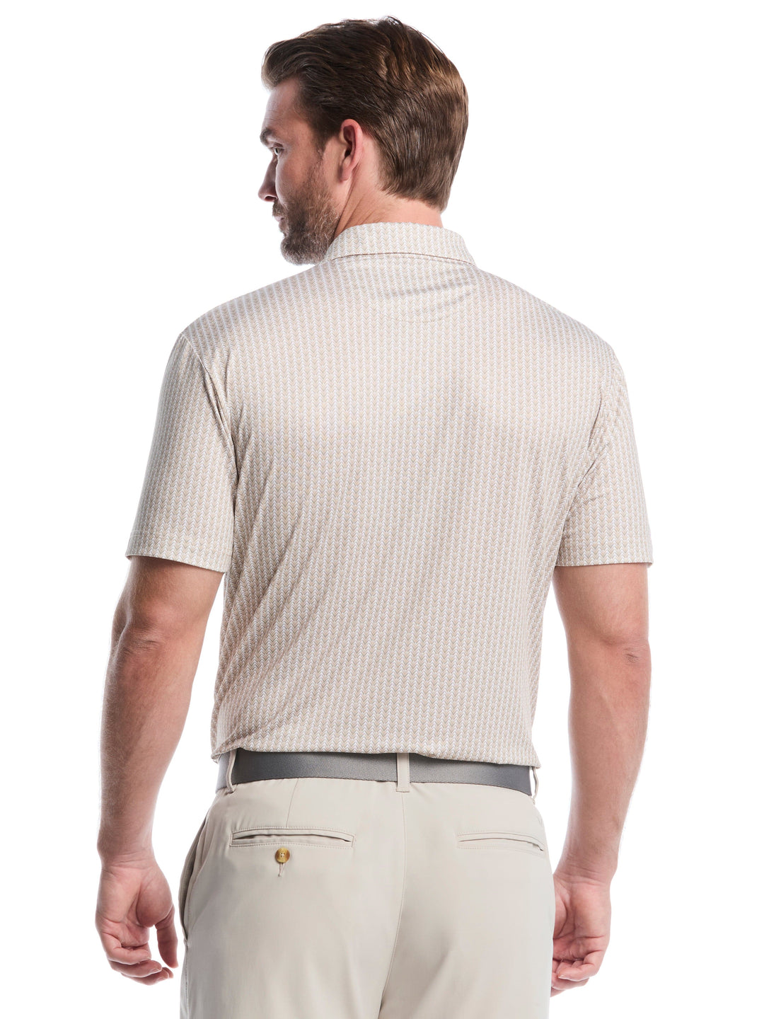 Men's Herringbone Print Golf Polo