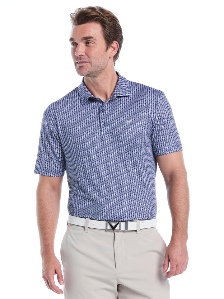 Men's Herringbone Print Golf Polo