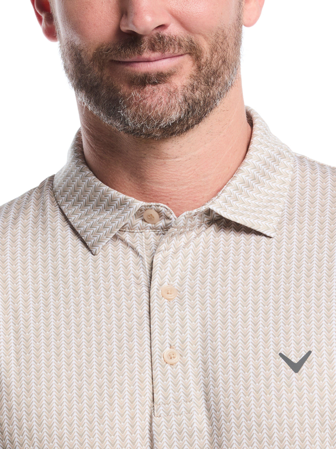 Men's Herringbone Print Golf Polo