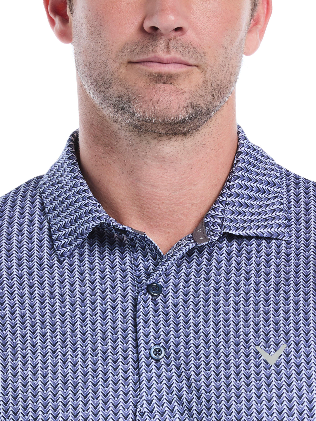 Men's Herringbone Print Golf Polo