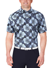 SS Hibiscus Print Polo (Peacoat) 