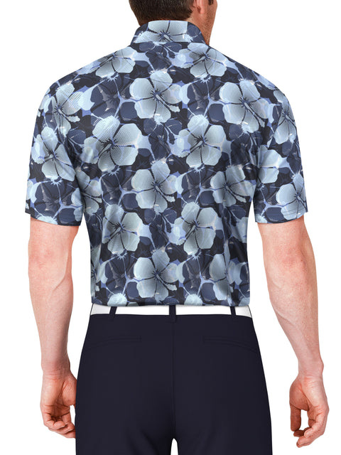 SS Hibiscus Print Polo (Peacoat) 