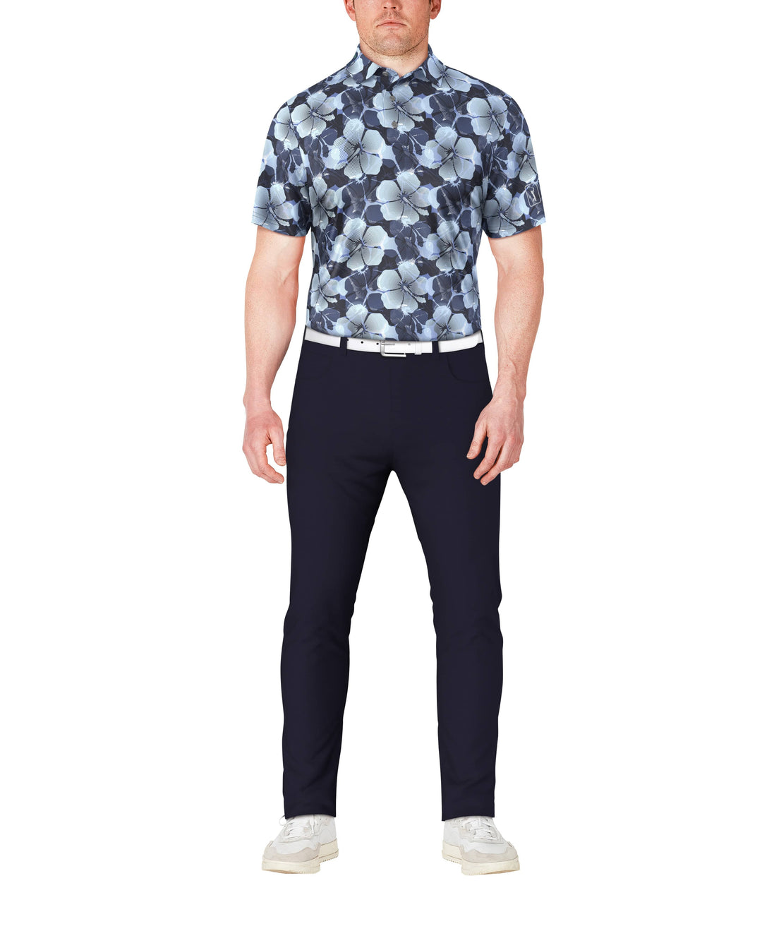SS Hibiscus Print Polo (Peacoat) 