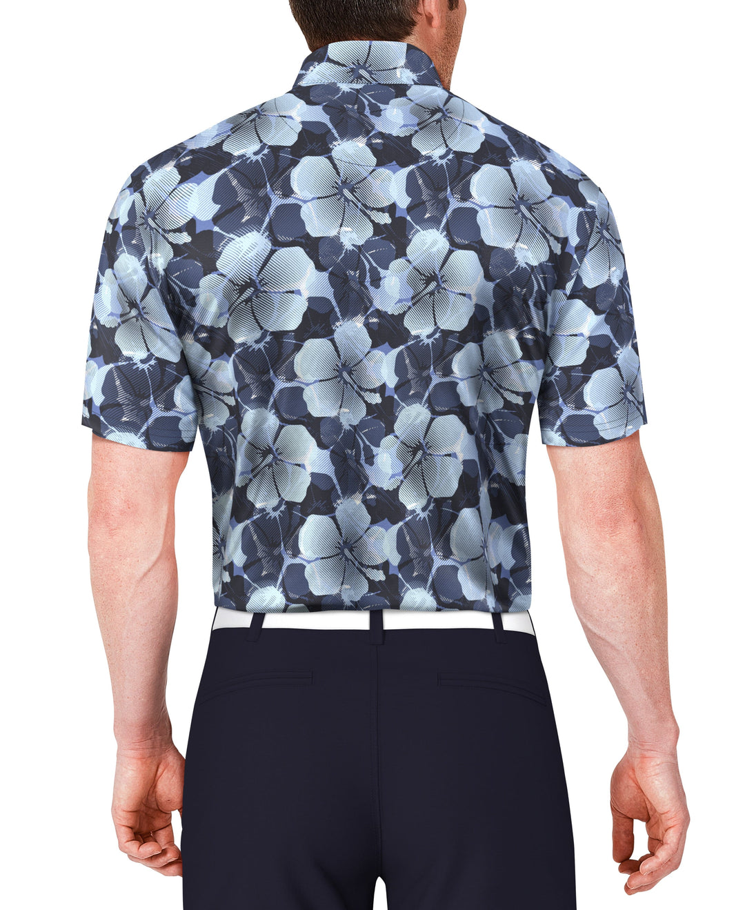 SS Hibiscus Print Polo (Peacoat) 