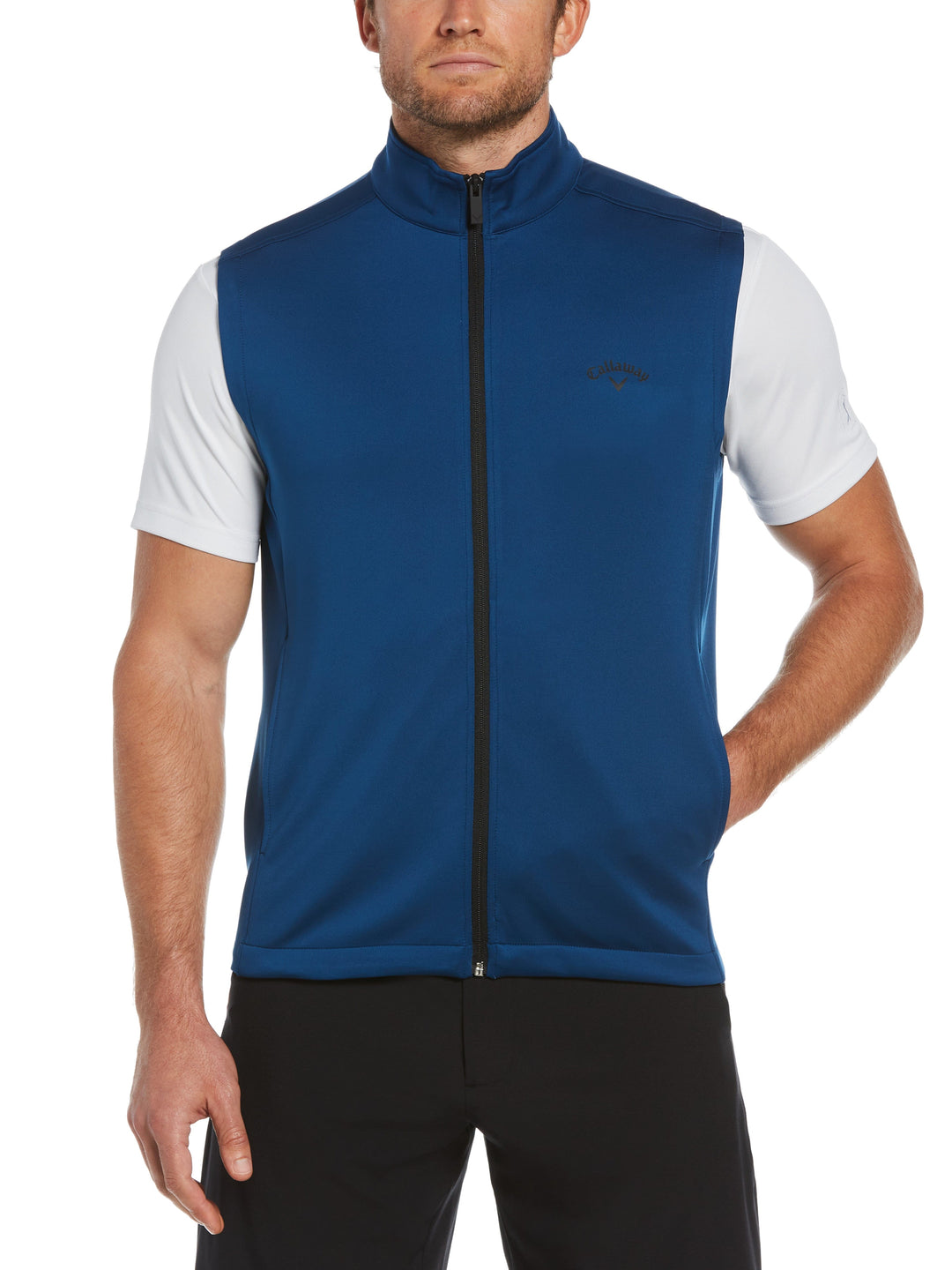 Mens High Gauge Fleece Full Zip Golf Vest (Blueberry Pancake) 