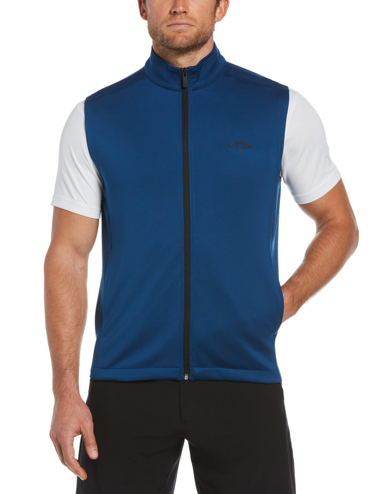Mens High Gauge Fleece Full Zip Golf Vest (Blueberry Pancake) 