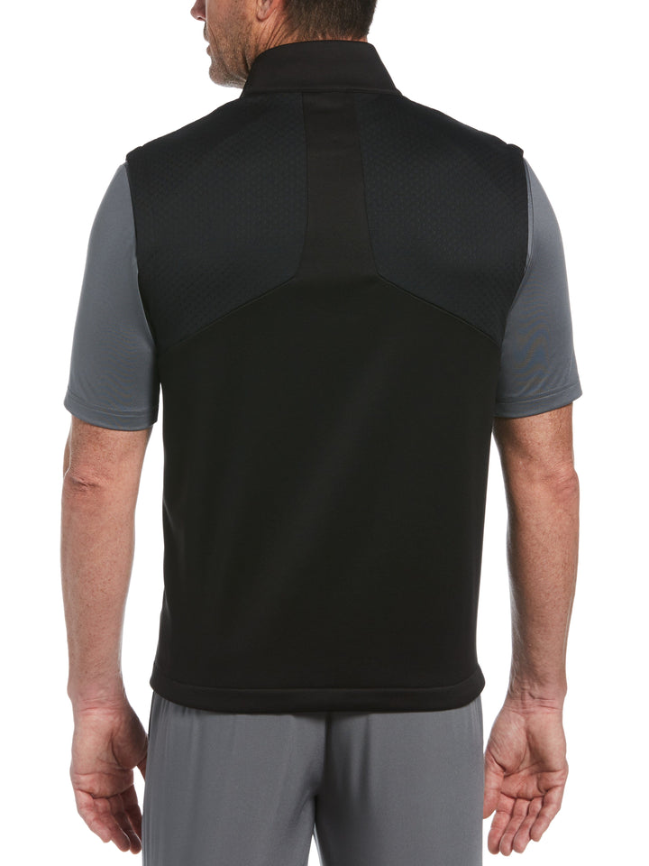Mens High Gauge Fleece Zippered Golf Vest (Caviar) 