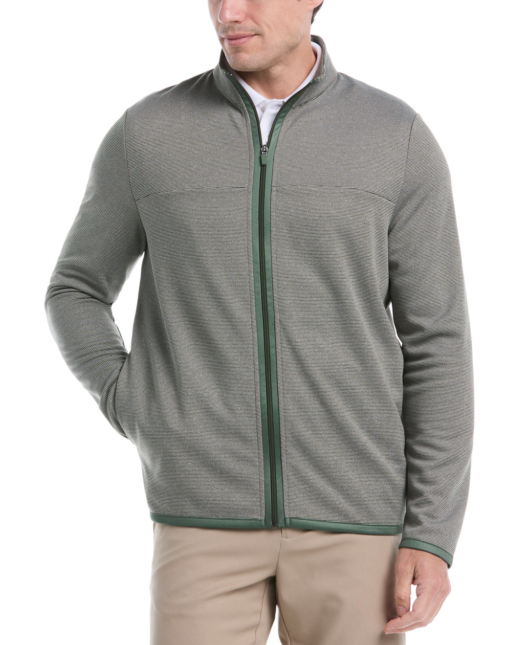 Horizontal Heather Fleece Full Zip (Deep Forest Htr) 