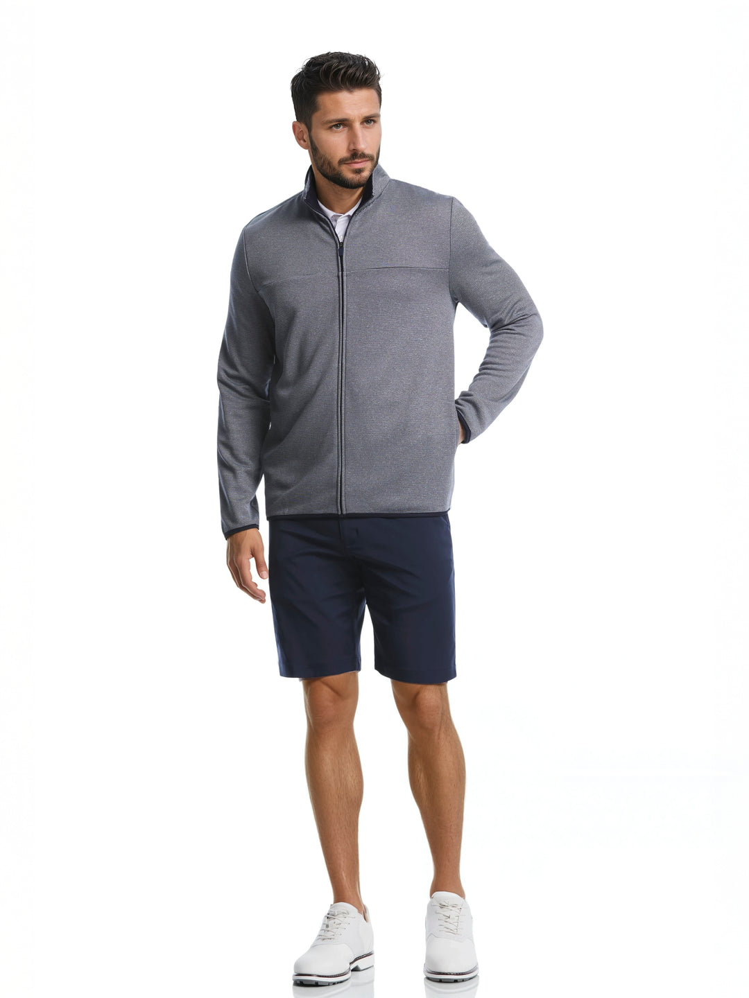 Men's Horizontal Heather Fleece Full Zip